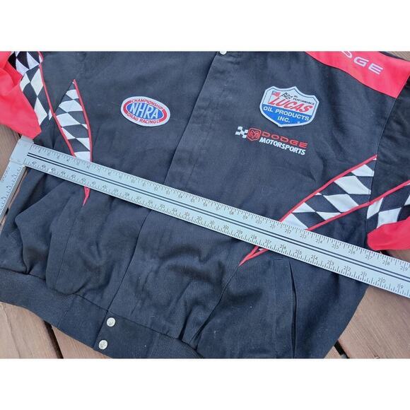 Vintage NHRA Drag Racing Dodge Motorsports ESSEX Jacket Mens XL Lucas Oil Check - Picture 7 of 7
